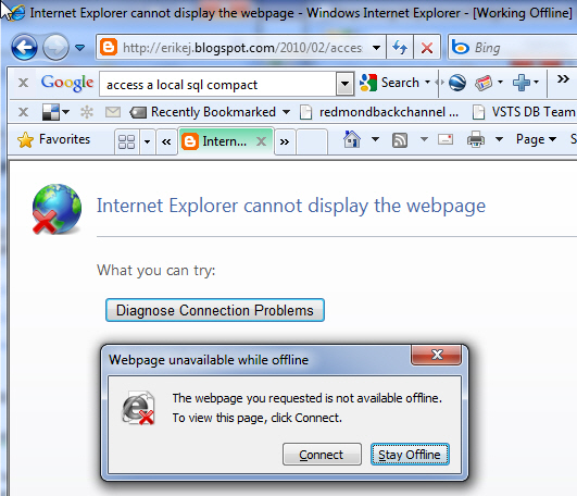 ie tab not working