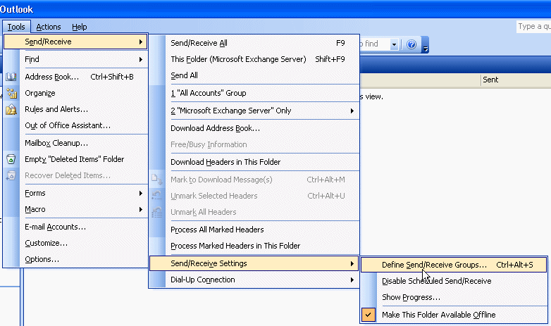 Figure: Select Define Send/Receive Groups