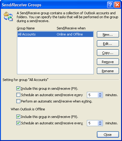 Figure: Send/Receive Groups