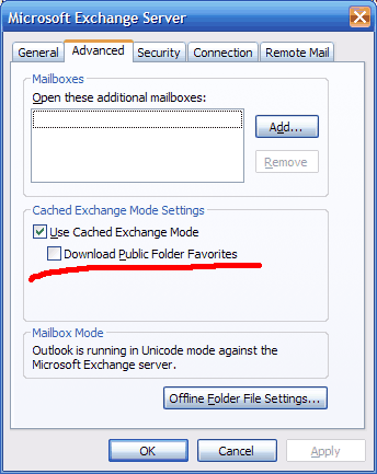 Figure: Disabling Cached Exchange Mode as a work around to invalid item properties