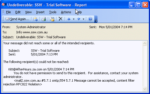 Corrupt mail on bounce-resend | SSW Better Software Suggestions