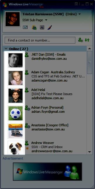 Figure 3: MSN Messenger already has Display Picture capability