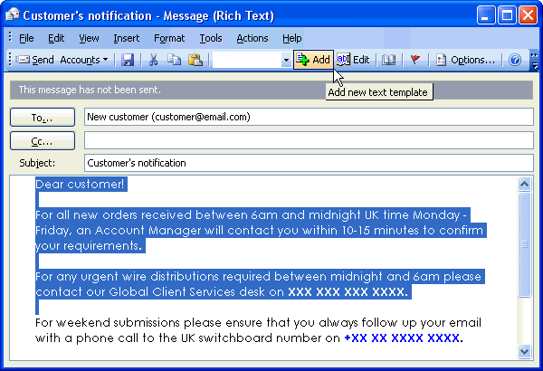 Figure 1: Quick Templates for Outlook