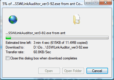 Figure: Bad Example - Vista/IE7's download window is simply hanging there when the connection drops