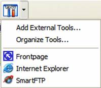 Figure: Crazy Browser's list of external tools 